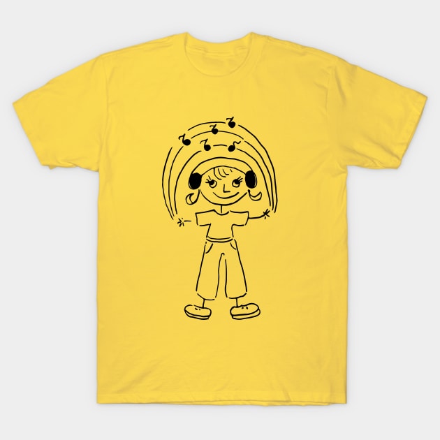 Girl listens to rainbow music T-Shirt by Catdog